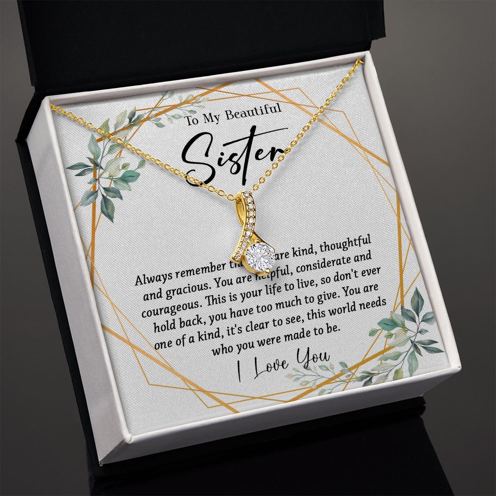 625B To My Sister Necklace, Little Sister Jewelry Gift, Birthday Gift,Necklace Sister