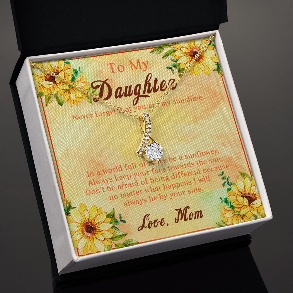 107B Sunflower Necklace, To My Daughter Necklace, Necklace Gift From Mom, Xmas Gift
