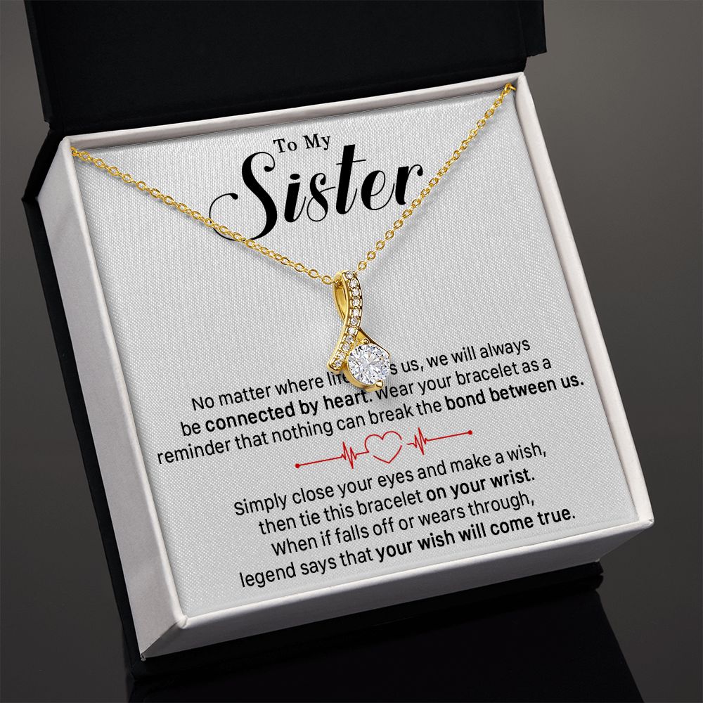 545B To My Sister Necklace, Sister Best Friends Love Heart Necklace, Birthday Gifts