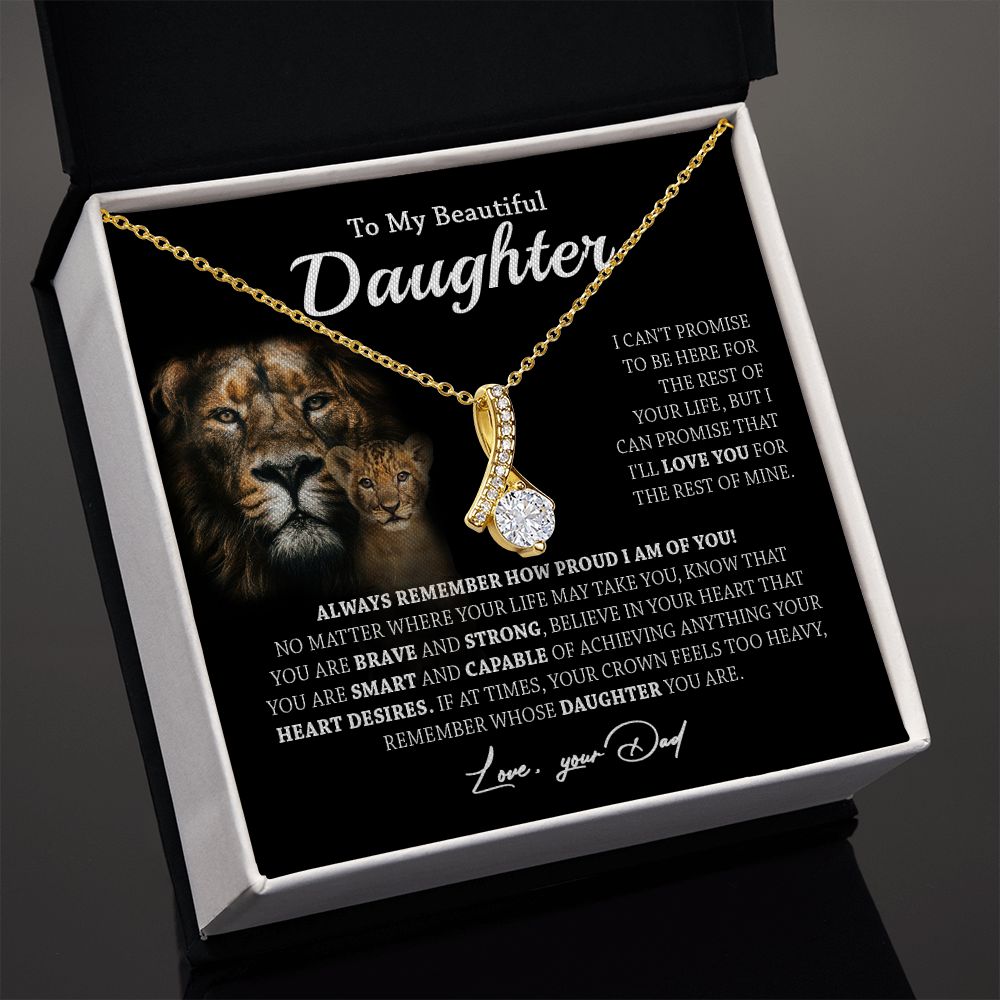 629B To My Daughter Necklace,Always Remember Lion Necklace Gift For Daughter From Dad