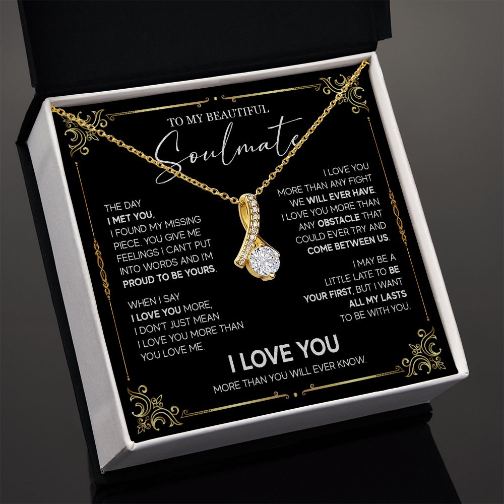 498B To My Soulmate Knot Necklace, Soulmate Necklace Gift, Birthday Gifts for Womens