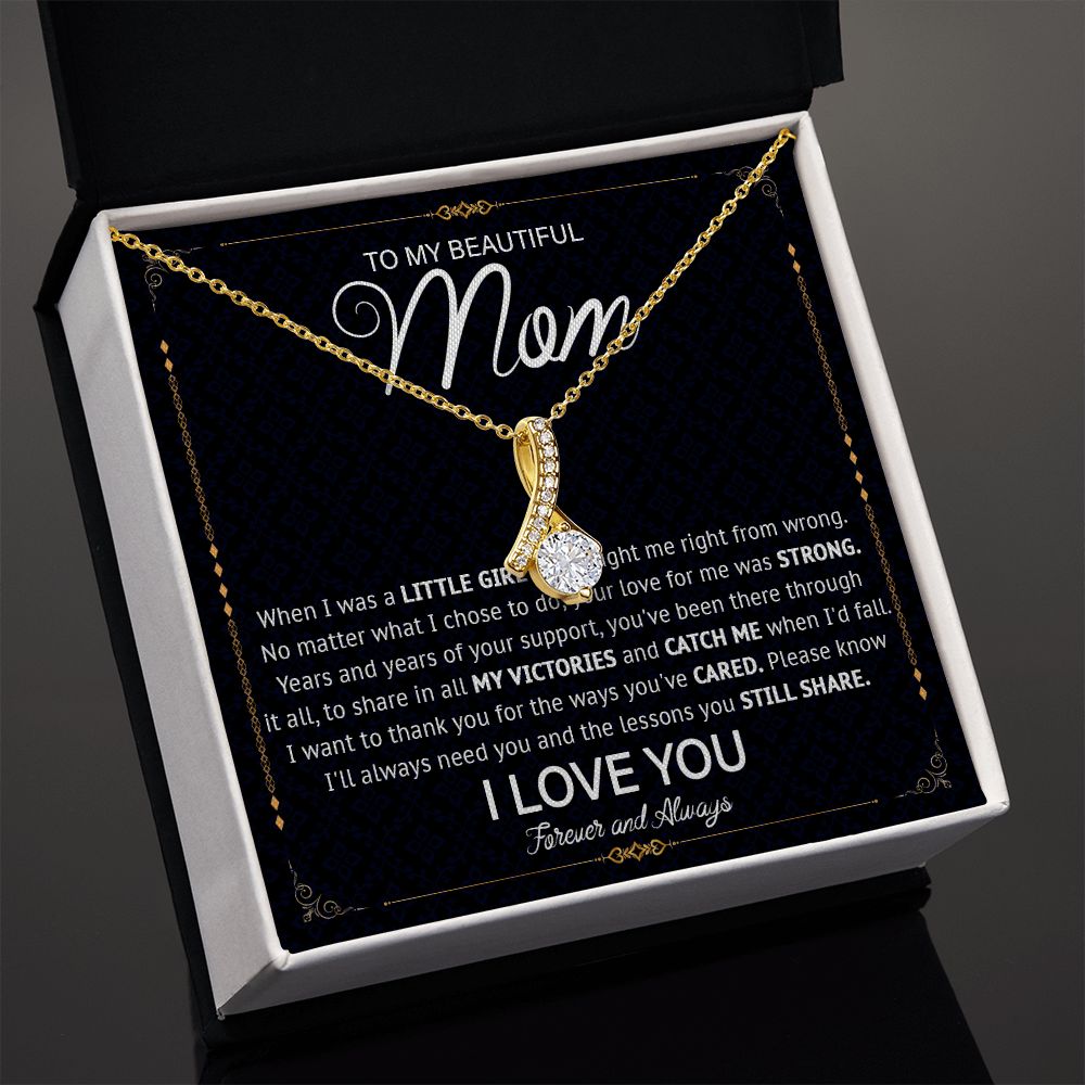 526B Love Knot Necklace To Mom From Daughter Son, Birthday Jewelry To Mom, Mommy