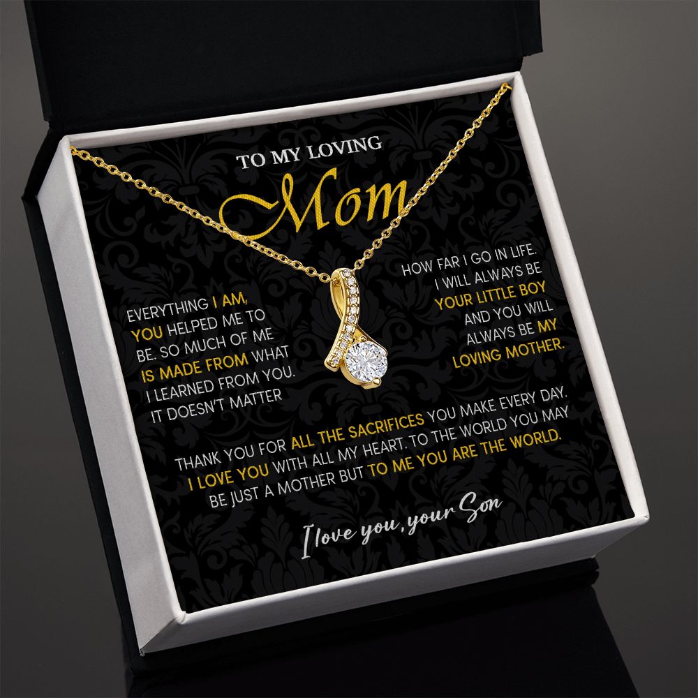 441B To My Loving Mom Necklace, Gift for Mom from Son, Mom Birthday Gifts Necklace