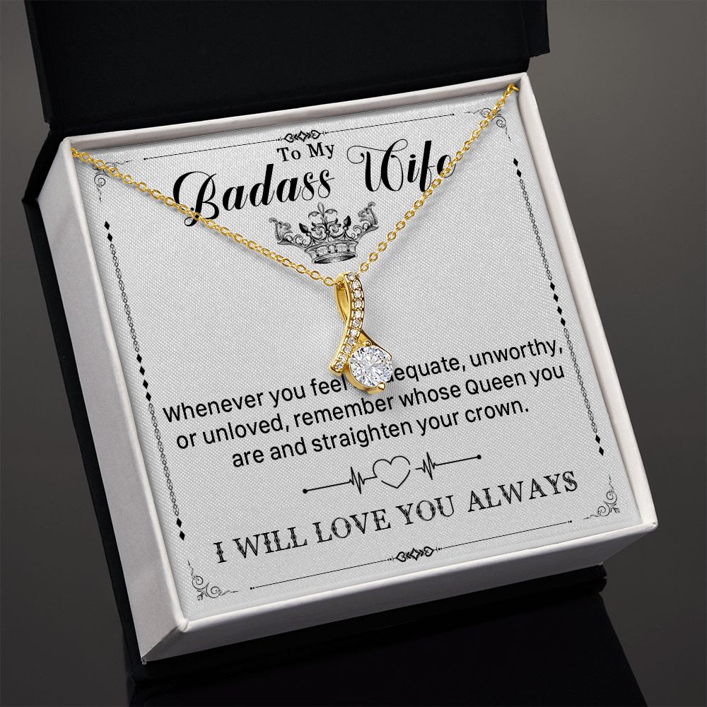 546B To My Badass Wife Pendant Necklace, Wife Necklace Birthday Gift from Husband