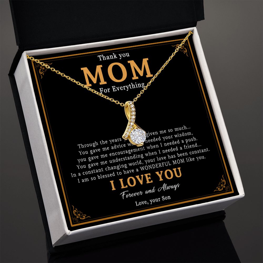 519B Thank You Mom Necklace, Mom Necklace Love Gift, Mom Birthday Gift From Son