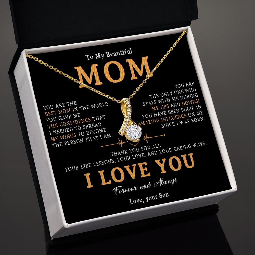 516B To My Beautiful Mom Necklace, Mom Gift, Mom Birthday Gift from Son, Love Gifts