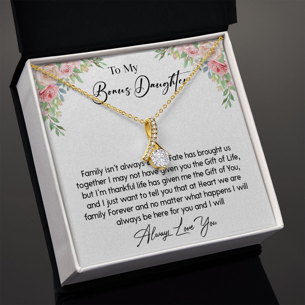 466B To My Bonus Daughter Necklace, Gift For Daughter, Birthday Graduation Christmas