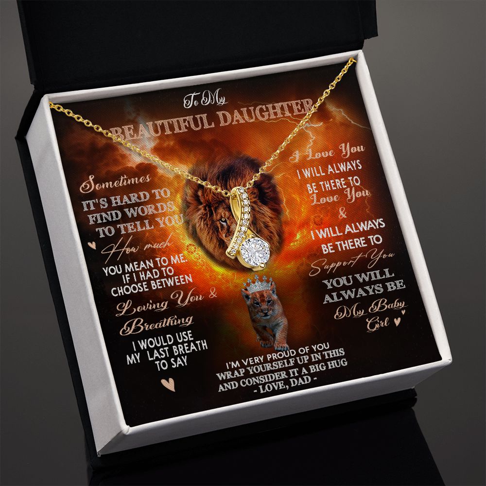 384B To My Beautiful Daughter Necklace, Lion Necklace, Gift Birthday From Dad