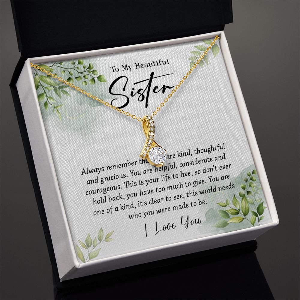 624B To My Sister Necklace,Christmas Birthday Gift For Sister From Brother/Sister