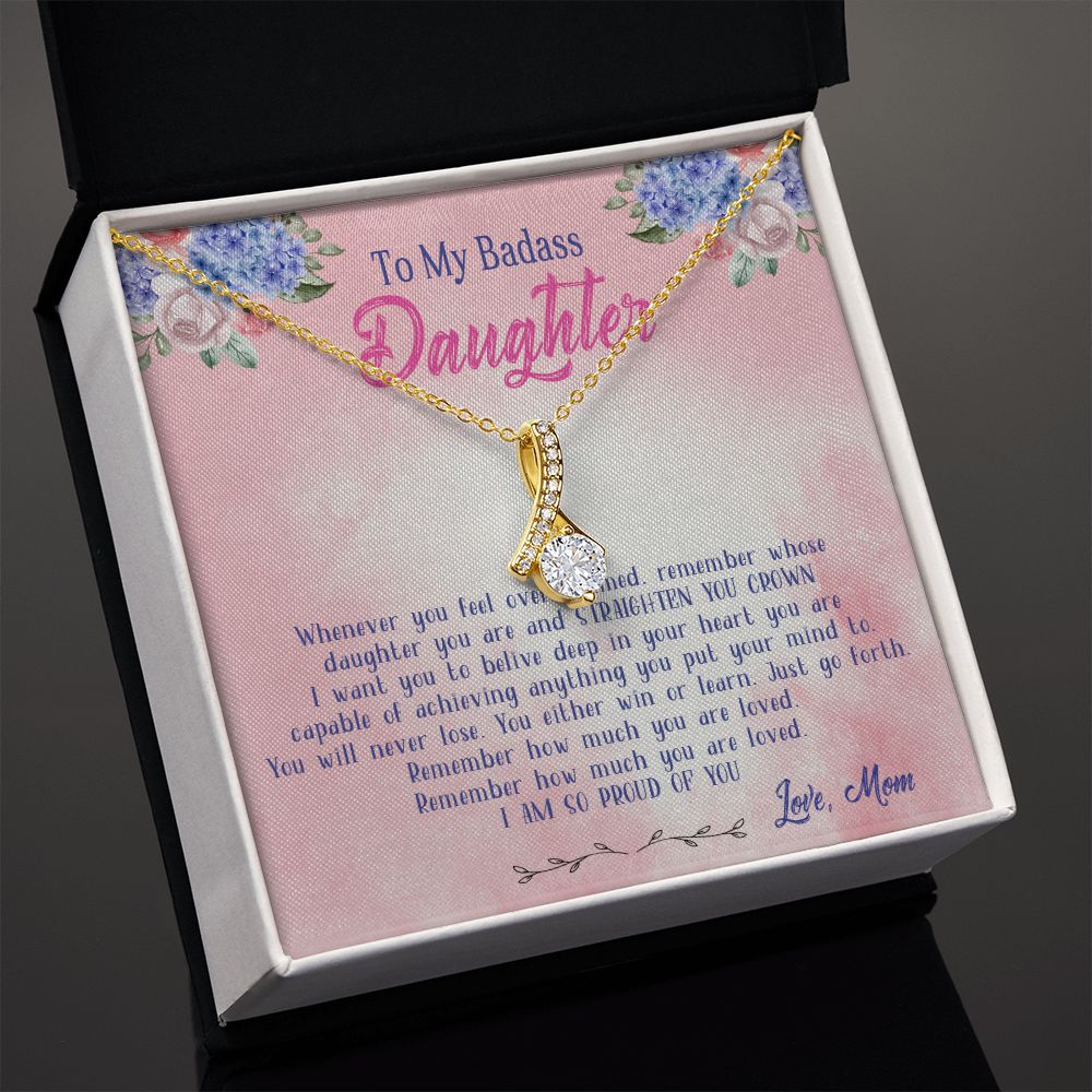47B To My Badass Daughter Necklace From Mom, Badass Daughter Necklace Birthday