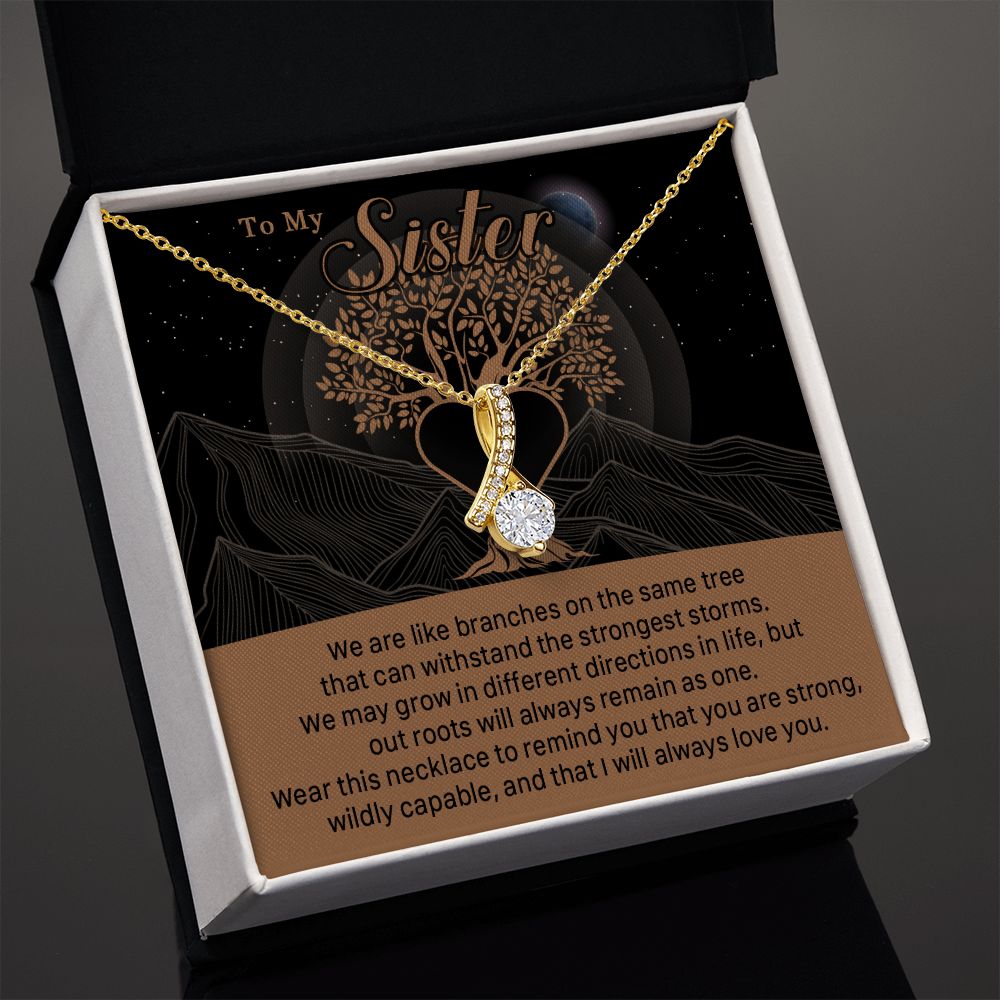 547B To My Sister, Strong Roots Heart Pendant Necklace Gift for Sister Birthday, Xmas