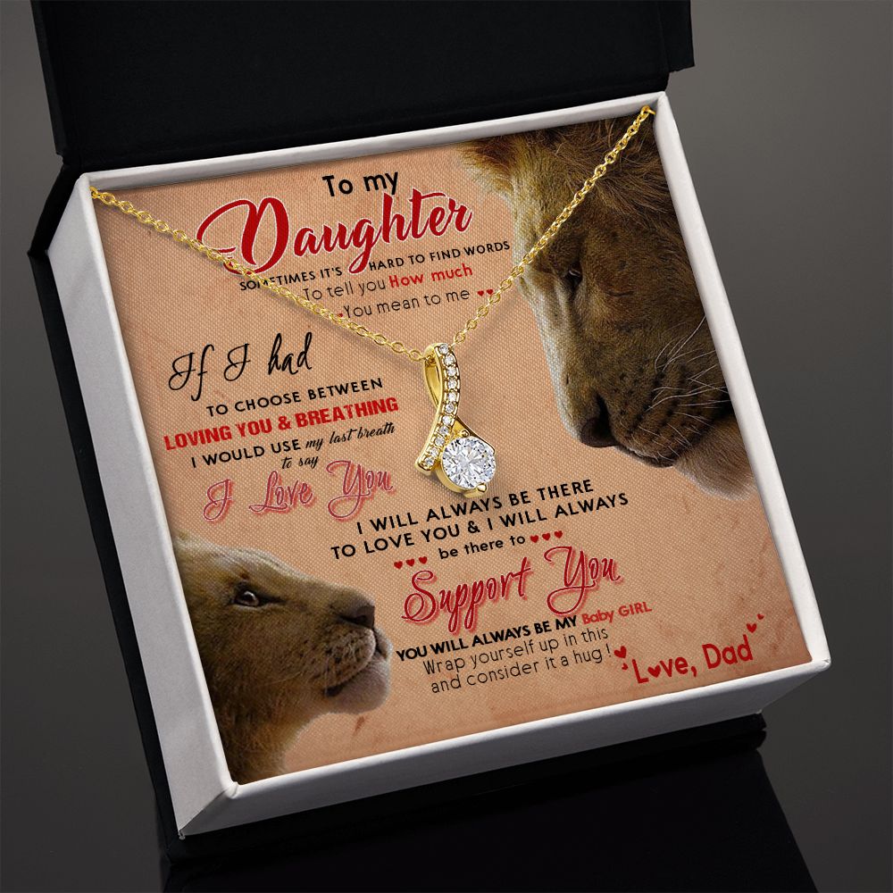 389B Lion To My Daughter Necklace, Gift For Daughter From Dad, Daughter Father Lion