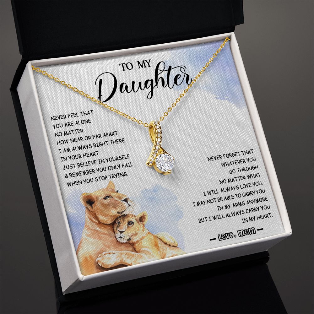 478B To My Daughter Necklace Mother to Daughter Birthday Christmas Gift from Lion Mom