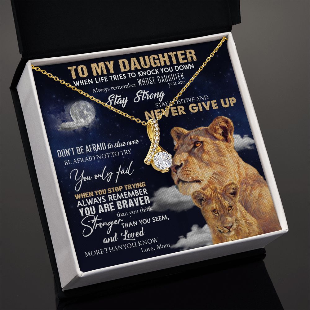 387A To My Daughter Necklace, Lion Necklace, Birthday Gift Necklace From Mom