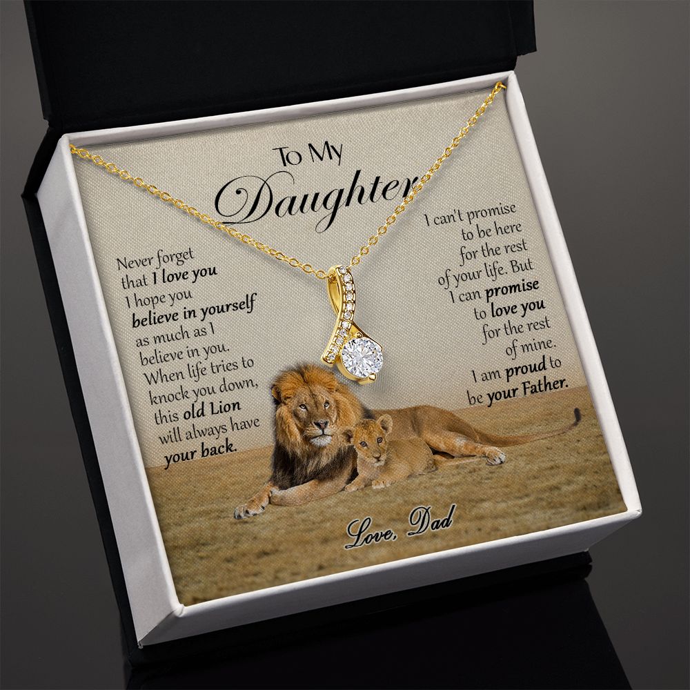 469B To My Daughter Necklace, Xmas Gift For Daughter From Dad, Daughter Father Lion