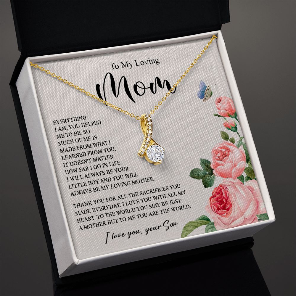 628B To My Loving Mom Necklace, Gift for Mom from Son, Mother's Day Jewelry Gifts