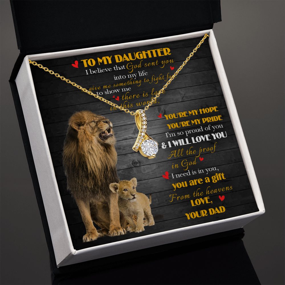 392B To My Daughter Necklace, Xmas Gift For Daughter From Dad, Daughter Father Lion