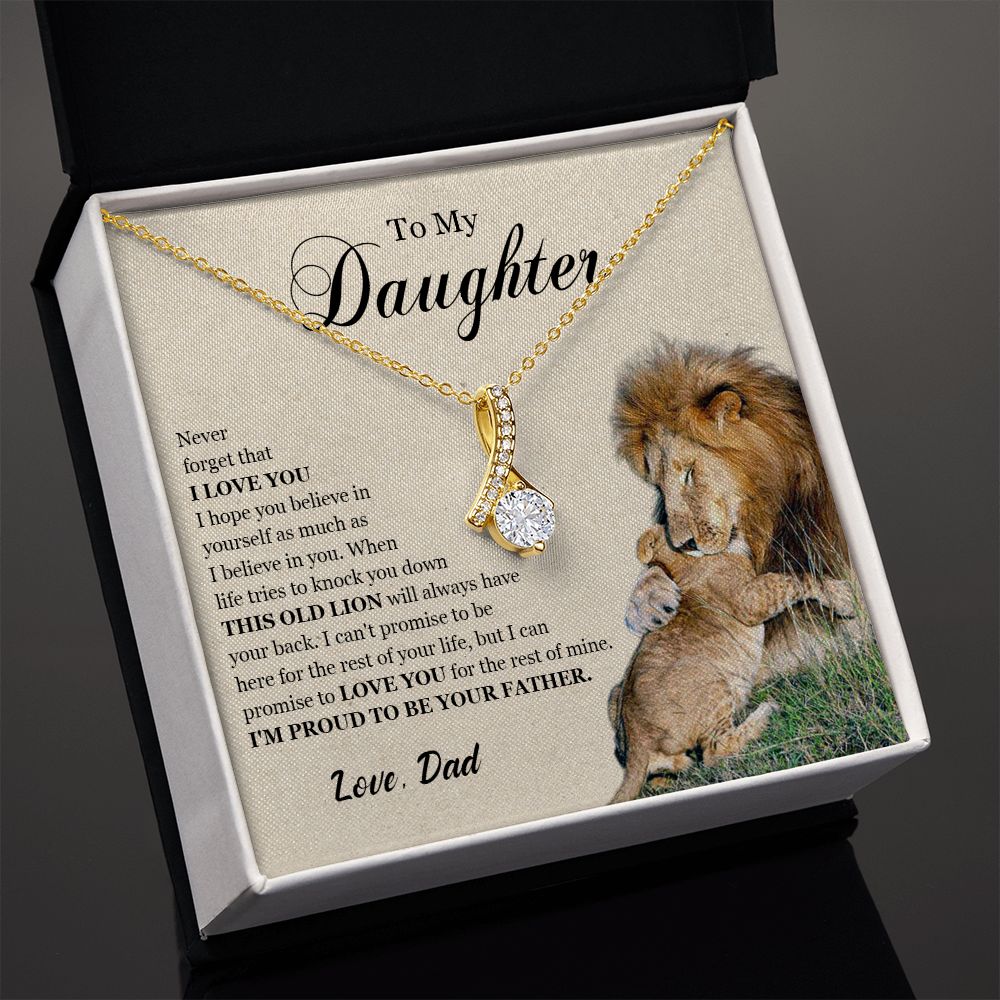 462B To My Daughter Necklace, Gift For Daughter From Dad, Daughter Father Lion Gift,