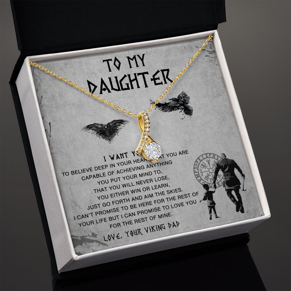 117B To My Daughter Necklace From Viking Dad, Gift For Viking Daughter Gift Necklace