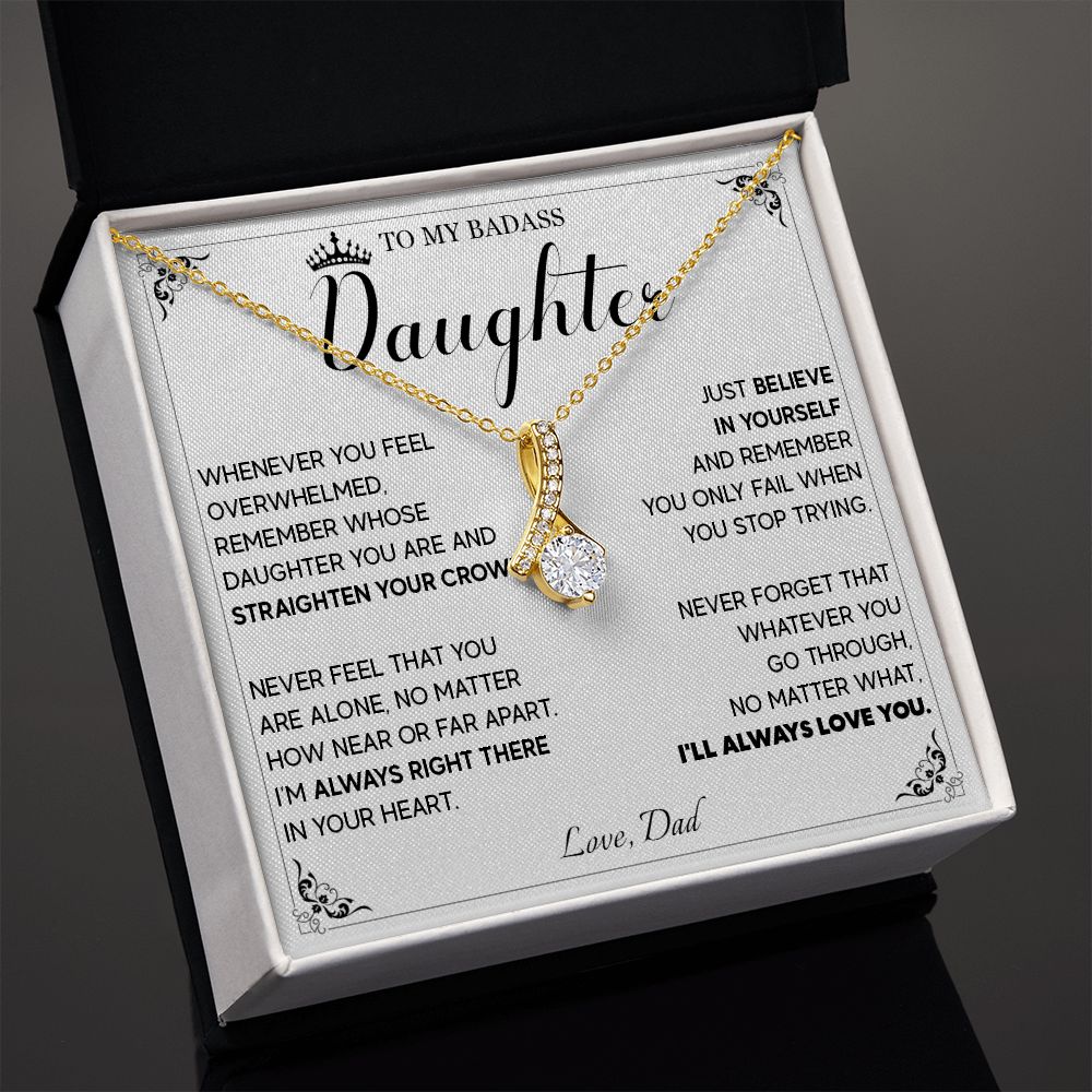 514B To My Badass Daughter Necklace, Birthday Gift For Daughter From Dad, Anniversary