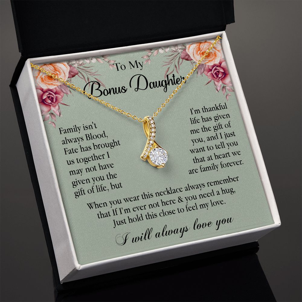 632B To My Bonus Daughter Necklace, Gift Birthday, Gift Ideas, Daughter Necklace