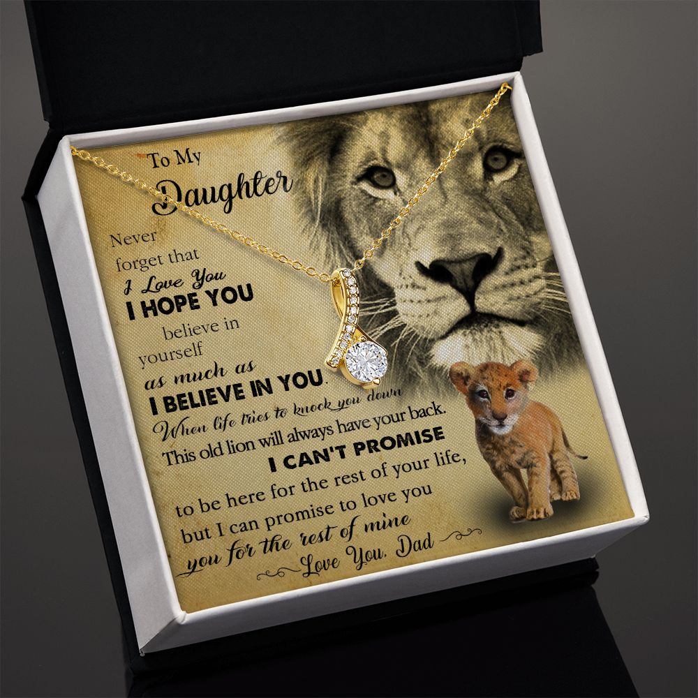 385B To My Daughter Necklace Love Dad, Lion Necklace, Gift Birthday, Holiday