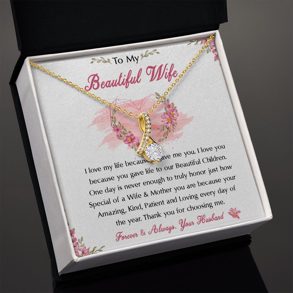 98B To My Beautiful Wife Necklace, Wife Necklace Gift from Husband, Birthday Gift