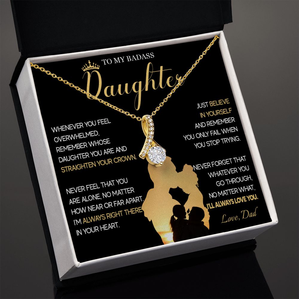 515B To My Badass Daughter Necklace, Birthday Gift For Daughter From Dad, Christmas