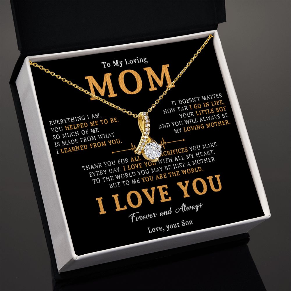 509B To My Loving Mom Necklace, Gift for Mom from Son, Mother's Day Jewelry Gifts