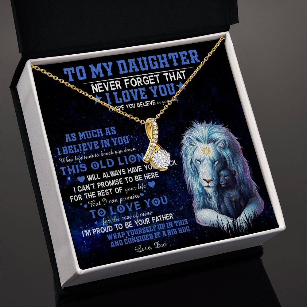 382B To My Daughter Necklace Never Forget That I Love You Necklace, Lion Necklace