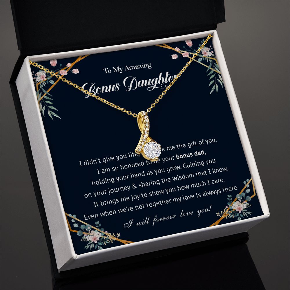 575B To My Bonus Daughter Necklace, Bonus Daughter Gift From Stepdad, Birthday Gifts