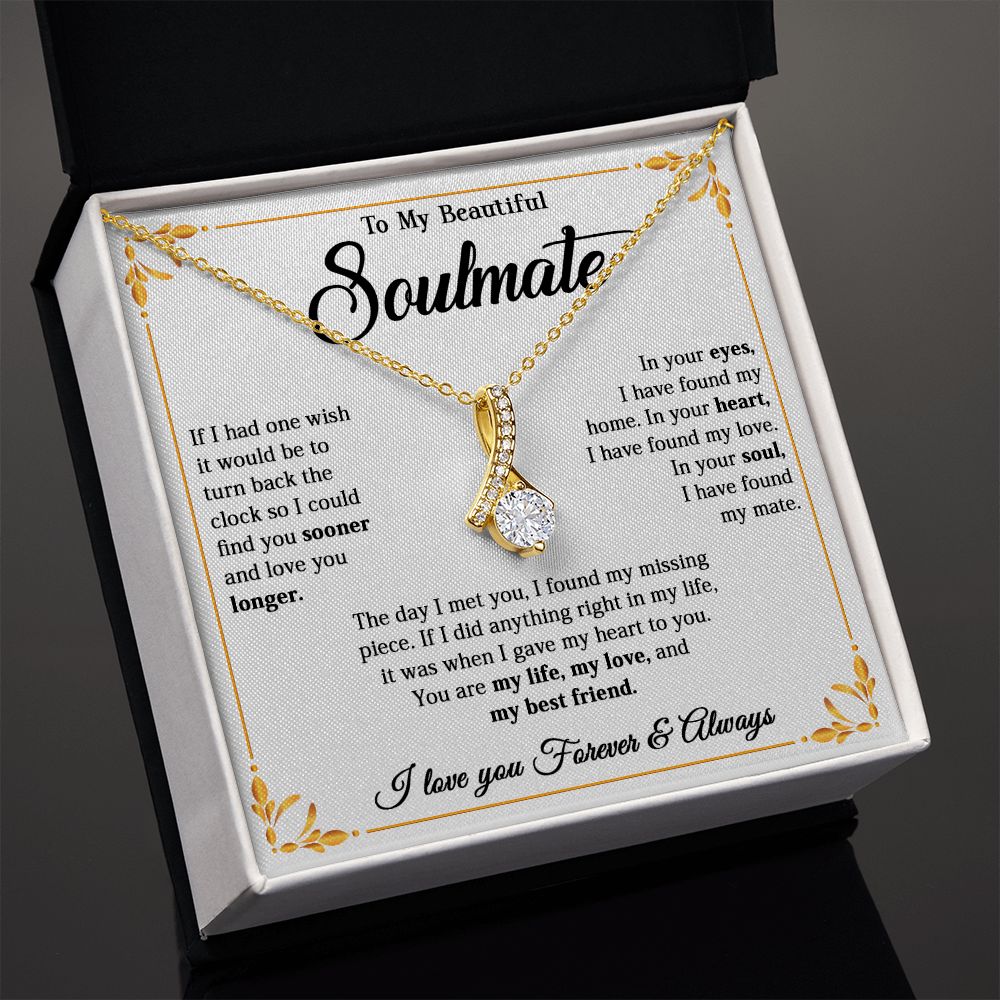 615B To My Beautiful Soulmate Necklace, Gift for Wife, Girlfriend, Valentine Gift