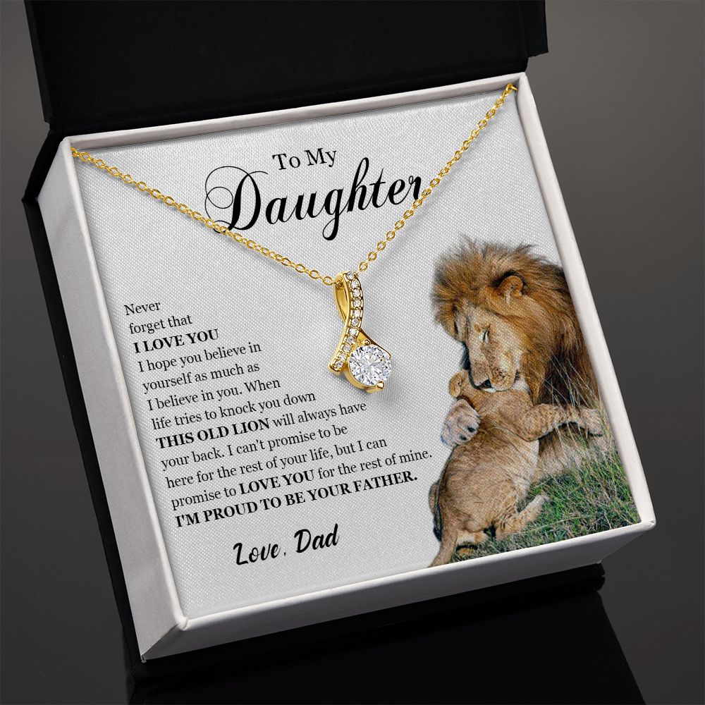 461B To My Daughter Necklace, Gift For Daughter From Dad, Daughter Father Lion, Xmas