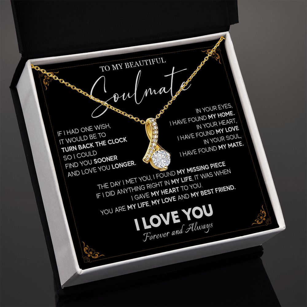 512B To My Beautiful Soulmate Necklace, Gift for Girlfriend, Wife, Anniversary Gift