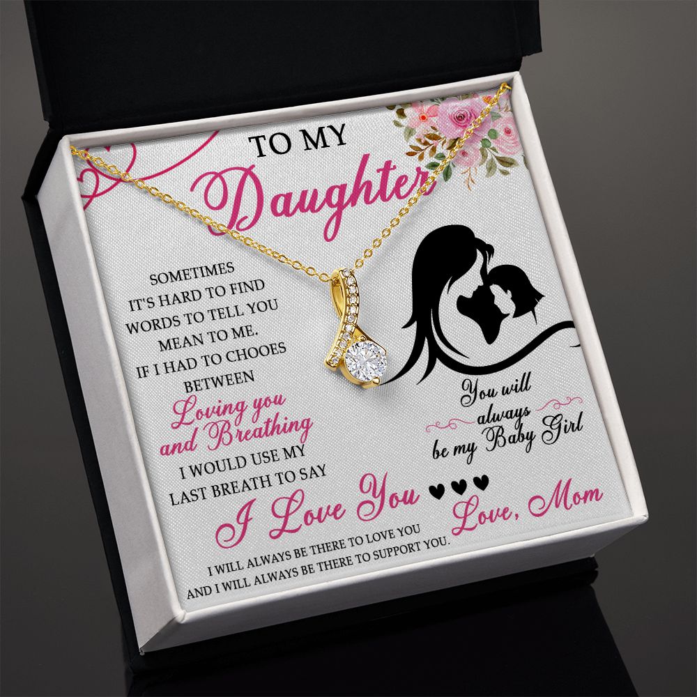 50B To My Daughter Necklace From Mom, Jewelry Gift For Daughter On Birthday, Holiday