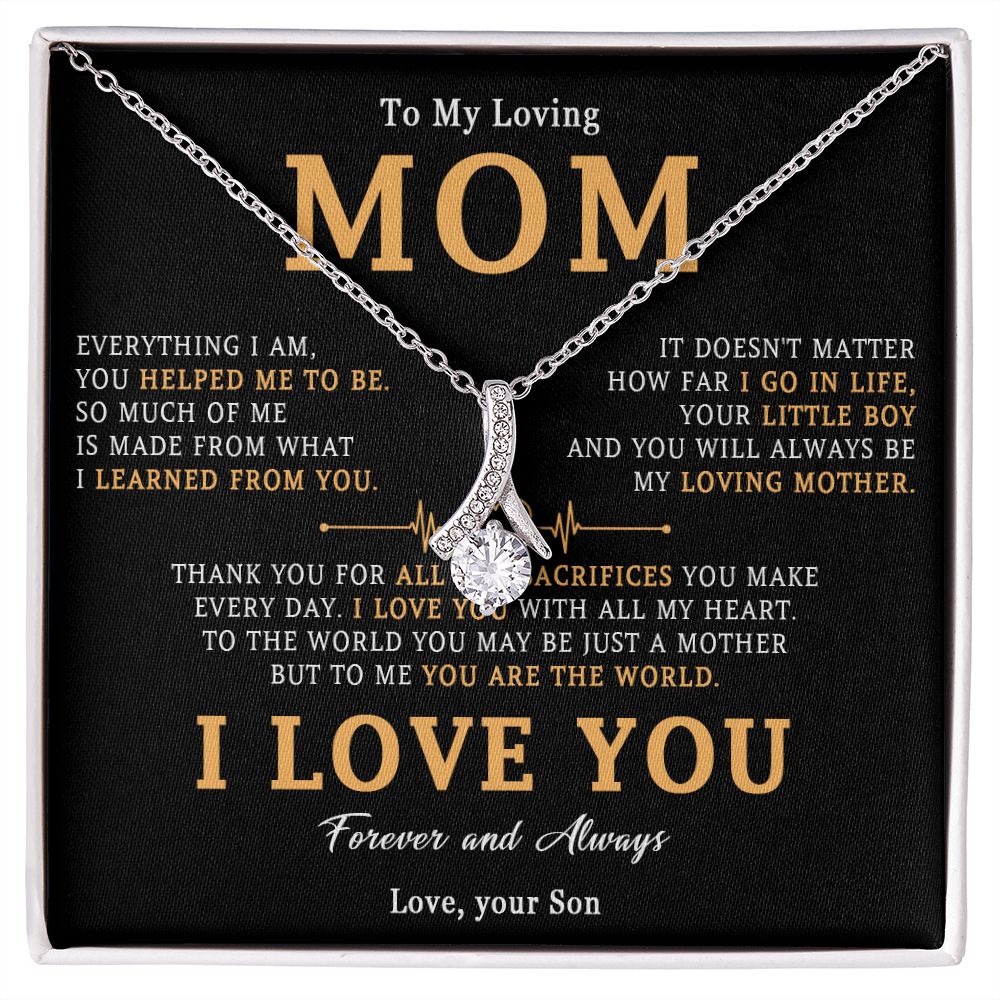 509B To My Loving Mom Necklace, Gift for Mom from Son, Mother's Day Jewelry Gifts