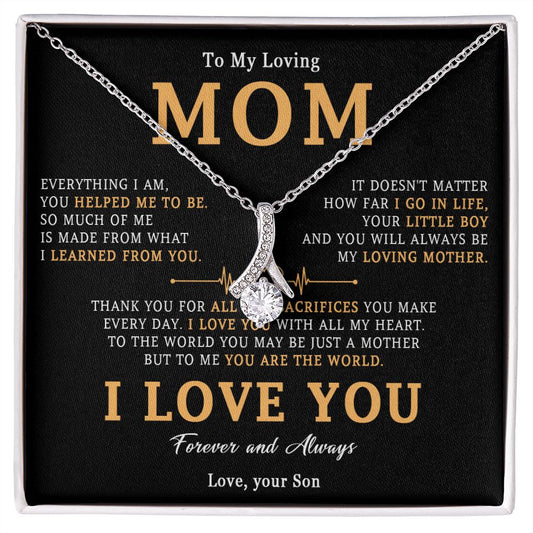 509B To My Loving Mom Necklace, Gift for Mom from Son, Mother's Day Jewelry Gifts