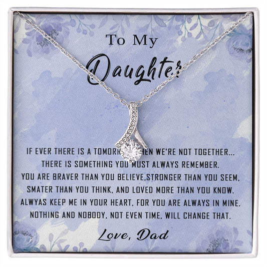 100B To My Daughter Necklace From Dad Father You're Braver Stronger Smarter Daughter