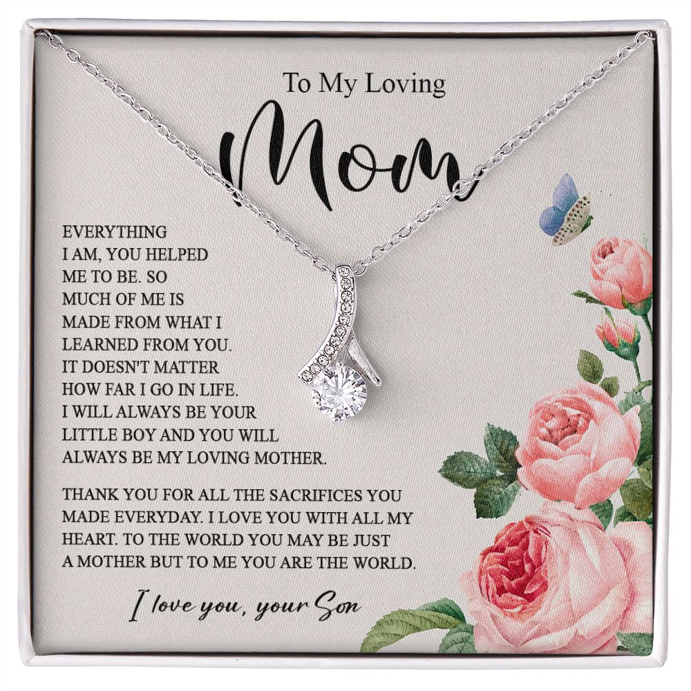 628B To My Loving Mom Necklace, Gift for Mom from Son, Mother's Day Jewelry Gifts