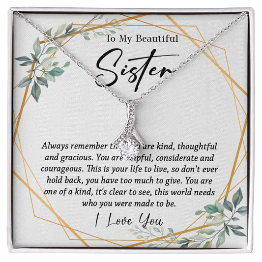 625B To My Sister Necklace, Little Sister Jewelry Gift, Birthday Gift,Necklace Sister
