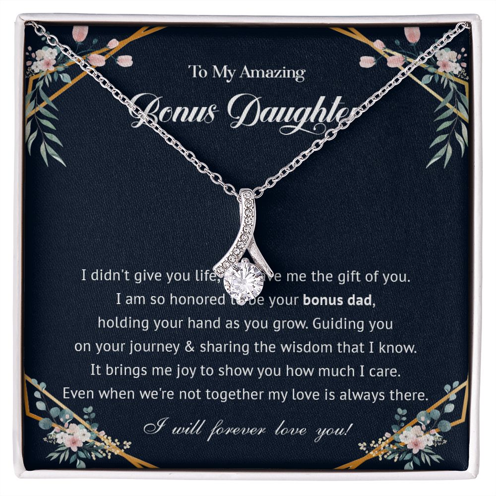 575B To My Bonus Daughter Necklace, Bonus Daughter Gift From Stepdad, Birthday Gifts