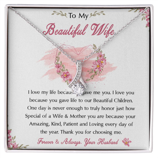 98B To My Beautiful Wife Necklace, Wife Necklace Gift from Husband, Birthday Gift
