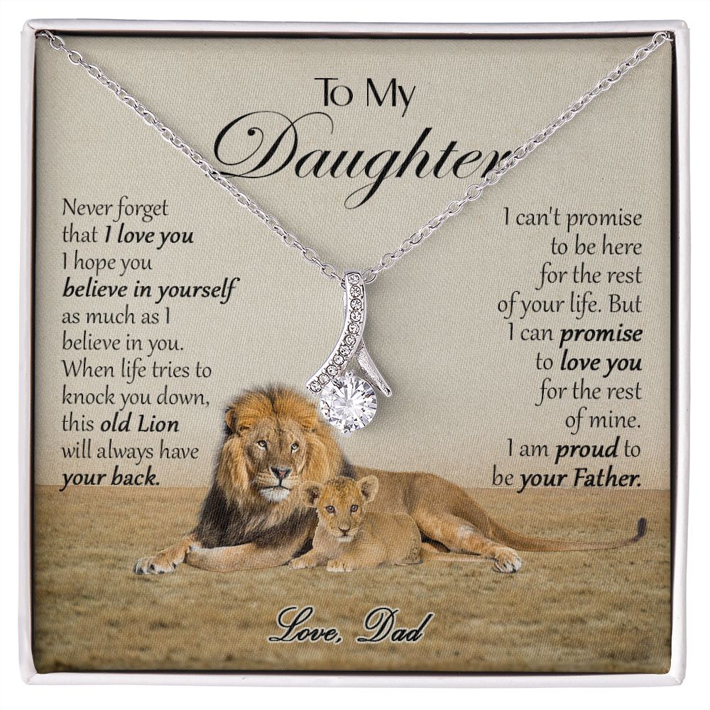 469B To My Daughter Necklace, Xmas Gift For Daughter From Dad, Daughter Father Lion