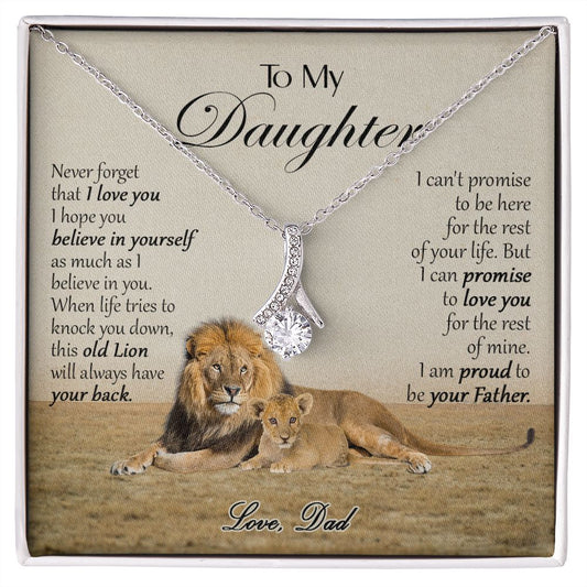 469B To My Daughter Necklace, Xmas Gift For Daughter From Dad, Daughter Father Lion