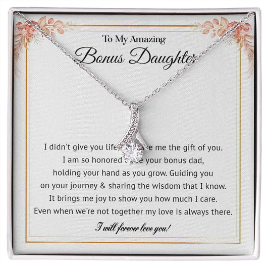 578B To My Bonus Daughter Necklace, Gift For Daughter Necklace, Bonus Daughter Gifts