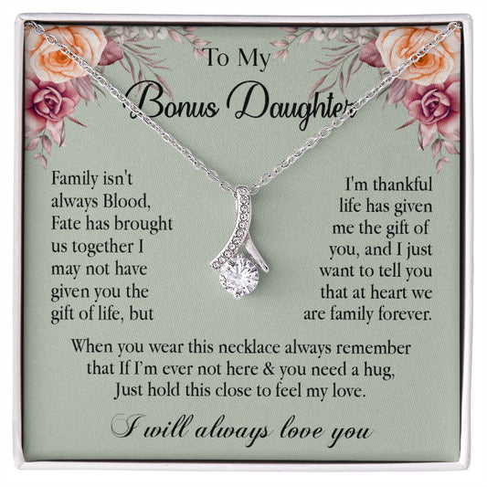 632B To My Bonus Daughter Necklace, Gift Birthday, Gift Ideas, Daughter Necklace