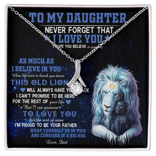 382B To My Daughter Necklace Never Forget That I Love You Necklace, Lion Necklace
