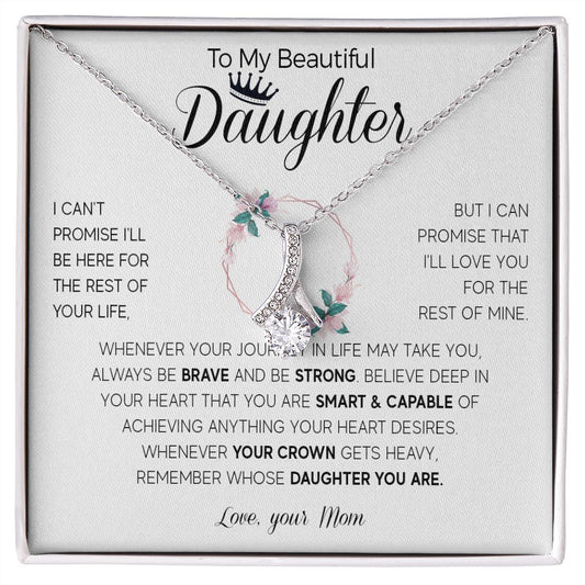 566B To My Daughter Necklace, Daughter Birthday Gifts For Daughter from Mom, Mother