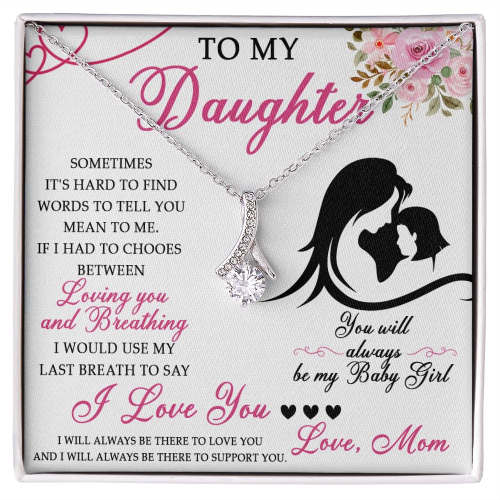 50B To My Daughter Necklace From Mom, Jewelry Gift For Daughter On Birthday, Holiday