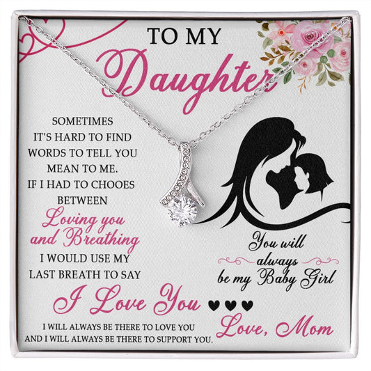 50B To My Daughter Necklace From Mom, Jewelry Gift For Daughter On Birthday, Holiday